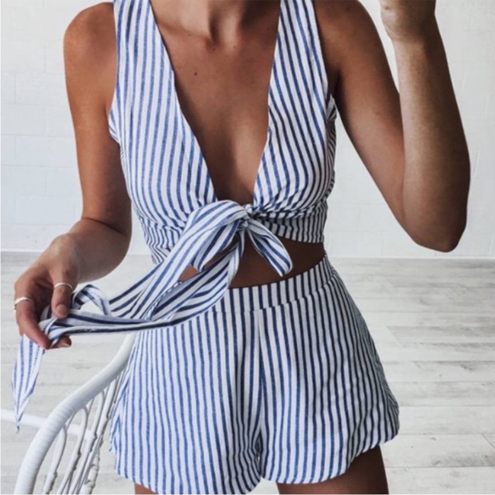 Blue & White Stripped Outfit